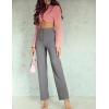 imageFlygo Womens High Waisted Multiple Pockets Straight Leg Flexipants Stretchy Work Trousers Button Down Casual PantsGrey Medium New