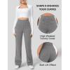 imageFlygo Womens High Waisted Multiple Pockets Straight Leg Flexipants Stretchy Work Trousers Button Down Casual PantsGrey Medium New