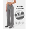 imageFlygo Womens High Waisted Multiple Pockets Straight Leg Flexipants Stretchy Work Trousers Button Down Casual PantsGrey Medium New
