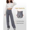 imageFlygo Womens High Waisted Multiple Pockets Straight Leg Flexipants Stretchy Work Trousers Button Down Casual PantsGrey Medium New