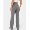 imageFlygo Womens High Waisted Multiple Pockets Straight Leg Flexipants Stretchy Work Trousers Button Down Casual PantsGrey Medium New