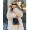 imageFlygo Womens Long Faux Fur Coats Fluffy Faux Fur Jacket Long Sleeve Lapel Furry Coats Fuzzy Winter JacketBeige