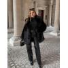 imageFlygo Womens Long Faux Fur Coats Fluffy Faux Fur Jacket Long Sleeve Lapel Furry Coats Fuzzy Winter JacketBlack
