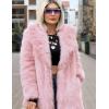 imageFlygo Womens Long Faux Fur Coats Fluffy Faux Fur Jacket Long Sleeve Lapel Furry Coats Fuzzy Winter JacketPink