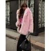 imageFlygo Womens Long Faux Fur Coats Fluffy Faux Fur Jacket Long Sleeve Lapel Furry Coats Fuzzy Winter JacketPink