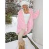 imageFlygo Womens Long Faux Fur Coats Fluffy Faux Fur Jacket Long Sleeve Lapel Furry Coats Fuzzy Winter JacketPink