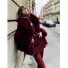 imageFlygo Womens Long Faux Fur Coats Fluffy Faux Fur Jacket Long Sleeve Lapel Furry Coats Fuzzy Winter JacketWine Red