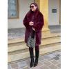 imageFlygo Womens Long Faux Fur Coats Fluffy Faux Fur Jacket Long Sleeve Lapel Furry Coats Fuzzy Winter JacketWine Red