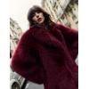 imageFlygo Womens Long Faux Fur Coats Fluffy Faux Fur Jacket Long Sleeve Lapel Furry Coats Fuzzy Winter JacketWine Red
