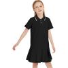 imageFlygo Girls Athletic Polo Dress for Tennis Golf Breathable Pique with Ruffle Trim Short Sleeve Summer Active Sports DressesBlack