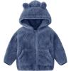 imageFlygo Girls Boys Fleece Hooded Jacket Unisex Toddler Sweatshirt Bear Ear Zip Up Sweater Outwear HoodieNavy