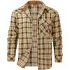 imageFlygo Mens Flannel Shirts Pearl Snap Long Sleeve Checkered Western Cowboy Brushed Plaid Regular Fit ShirtKhaki