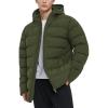 imageFlygo Mens Hooded Puffer Jacket Insulated Winter Waterproof Warm Coat Zipper Down Quilted JacketsArmy Green