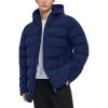 imageFlygo Mens Hooded Puffer Jacket Insulated Winter Waterproof Warm Coat Zipper Down Quilted JacketsNavy Blue