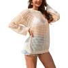 imageFlygo Swimsuit Coverup for Women Crochet Beach Cover Ups Summer Bathing Suit Cover Up Knit Beach Dress Vacation OutfitsApricot