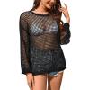 imageFlygo Swimsuit Coverup for Women Crochet Beach Cover Ups Summer Bathing Suit Cover Up Knit Beach Dress Vacation OutfitsBlack