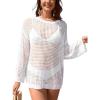 imageFlygo Swimsuit Coverup for Women Crochet Beach Cover Ups Summer Bathing Suit Cover Up Knit Beach Dress Vacation OutfitsWhite