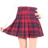 imageFlygo Womens School Uniform Plaid Pleated Skirt Flared Short Skater SkirtsRed