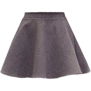 imageFlygo Womens High Waist ALine Flared Pleated Swing Wool Mini Skirt SkortGrey