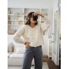 imageFlygo Cropped Cardigan Sweaters for Women Long Sleeve Cable Knit Cardigan Open Front Chunky Cardigan Sweaters with PocketsBeige