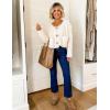 imageFlygo Cropped Cardigan Sweaters for Women Long Sleeve Cable Knit Cardigan Open Front Chunky Cardigan Sweaters with PocketsBeige