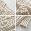 imageFlygo Cropped Cardigan Sweaters for Women Long Sleeve Cable Knit Cardigan Open Front Chunky Cardigan Sweaters with PocketsBeige