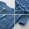 imageFlygo Cropped Cardigan Sweaters for Women Long Sleeve Cable Knit Cardigan Open Front Chunky Cardigan Sweaters with PocketsBlue