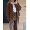 imageFlygo Cropped Cardigan Sweaters for Women Long Sleeve Cable Knit Cardigan Open Front Chunky Cardigan Sweaters with PocketsCoffee