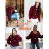 imageFlygo Cropped Cardigan Sweaters for Women Long Sleeve Cable Knit Cardigan Open Front Chunky Cardigan Sweaters with PocketsDark Red