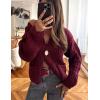 imageFlygo Cropped Cardigan Sweaters for Women Long Sleeve Cable Knit Cardigan Open Front Chunky Cardigan Sweaters with PocketsDark Red