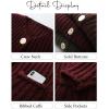 imageFlygo Cropped Cardigan Sweaters for Women Long Sleeve Cable Knit Cardigan Open Front Chunky Cardigan Sweaters with PocketsDark Red