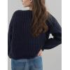 imageFlygo Cropped Cardigan Sweaters for Women Long Sleeve Cable Knit Cardigan Open Front Chunky Cardigan Sweaters with PocketsNavy