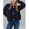 imageFlygo Cropped Cardigan Sweaters for Women Long Sleeve Cable Knit Cardigan Open Front Chunky Cardigan Sweaters with PocketsNavy