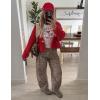 imageFlygo Cropped Cardigan Sweaters for Women Long Sleeve Cable Knit Cardigan Open Front Chunky Cardigan Sweaters with PocketsRed