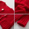 imageFlygo Cropped Cardigan Sweaters for Women Long Sleeve Cable Knit Cardigan Open Front Chunky Cardigan Sweaters with PocketsRed