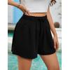 imageFlygo Flowy Shorts for Women Summer Casual High Waist Wide Leg Drawstring Shorts with PocketsBlack