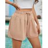 imageFlygo Flowy Shorts for Women Summer Casual High Waist Wide Leg Drawstring Shorts with PocketsKhaki