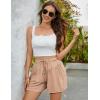 imageFlygo Flowy Shorts for Women Summer Casual High Waist Wide Leg Drawstring Shorts with PocketsKhaki