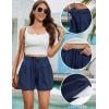 imageFlygo Flowy Shorts for Women Summer Casual High Waist Wide Leg Drawstring Shorts with PocketsNavy Blue