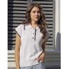 imageFlygo Womens Sweater Vest Lapel Button Down Sleeveless Tank Tops Cap Sleeve Knit Pullover Summer Spring Sweaters Vest TopBeige