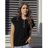 imageFlygo Womens Sweater Vest Lapel Button Down Sleeveless Tank Tops Cap Sleeve Knit Pullover Summer Spring Sweaters Vest TopBlack