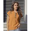 imageFlygo Womens Sweater Vest Lapel Button Down Sleeveless Tank Tops Cap Sleeve Knit Pullover Summer Spring Sweaters Vest TopKhaki