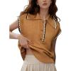 imageFlygo Womens Sweater Vest Lapel Button Down Sleeveless Tank Tops Cap Sleeve Knit Pullover Summer Spring Sweaters Vest TopKhaki