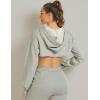 imageFlygo Womens Cut Out Super Cropped Hoodie Long Sleeve Hooded Sweatshirt Pullover Active Top01 Grey