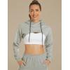 imageFlygo Womens Cut Out Super Cropped Hoodie Long Sleeve Hooded Sweatshirt Pullover Active TopGrey