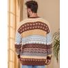 imageFlygo Mens Vintage Grandpa Sweater Crewneck Oversized Striped Aztec Cable Knit Pullover Unisex Jumper TopsCoffee