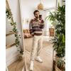 imageFlygo Mens Vintage Grandpa Sweater Crewneck Oversized Striped Aztec Cable Knit Pullover Unisex Jumper TopsCoffee