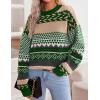 imageFlygo Mens Vintage Grandpa Sweater Crewneck Oversized Striped Aztec Cable Knit Pullover Unisex Jumper TopsGreen