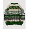imageFlygo Mens Vintage Grandpa Sweater Crewneck Oversized Striped Aztec Cable Knit Pullover Unisex Jumper TopsGreen