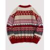 imageFlygo Mens Vintage Grandpa Sweater Crewneck Oversized Striped Aztec Cable Knit Pullover Unisex Jumper TopsRed